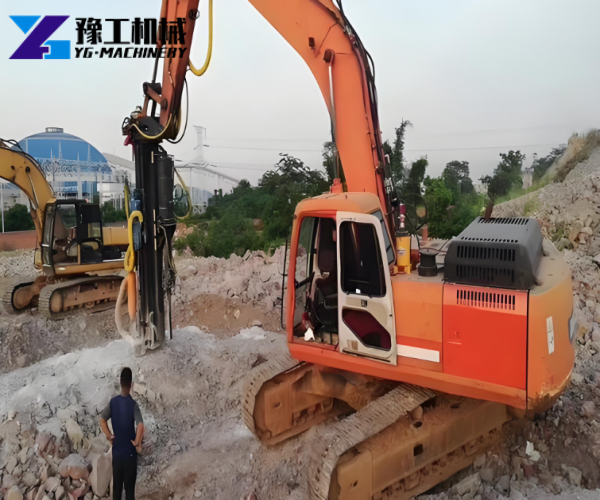 excavator rock drill and splitter for quarry mining