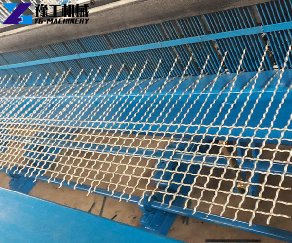full view of metal mesh production machine inside plant