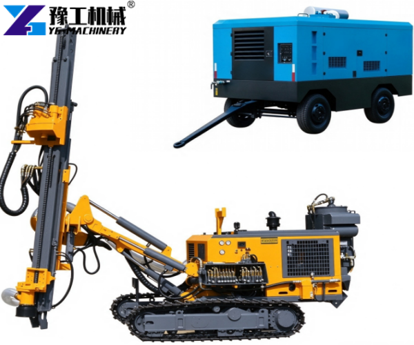 crawler drill rig with mobile air compressor quarry