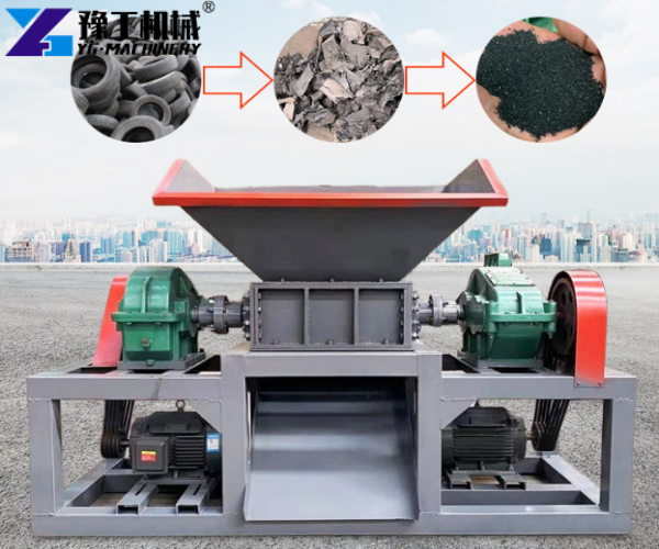 double shaft tire shredder waste tire recycling