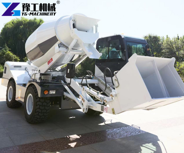 four wheel self loading concrete mixer