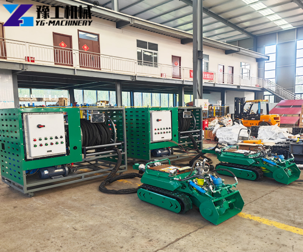 remote control tracked sludge cleaning robot in workshop