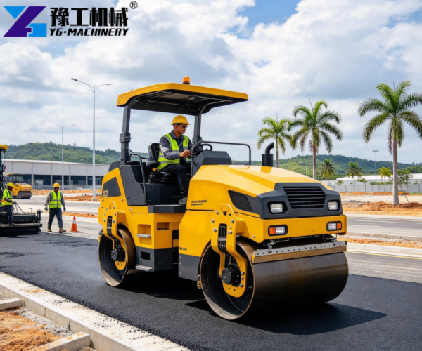 road roller working site
